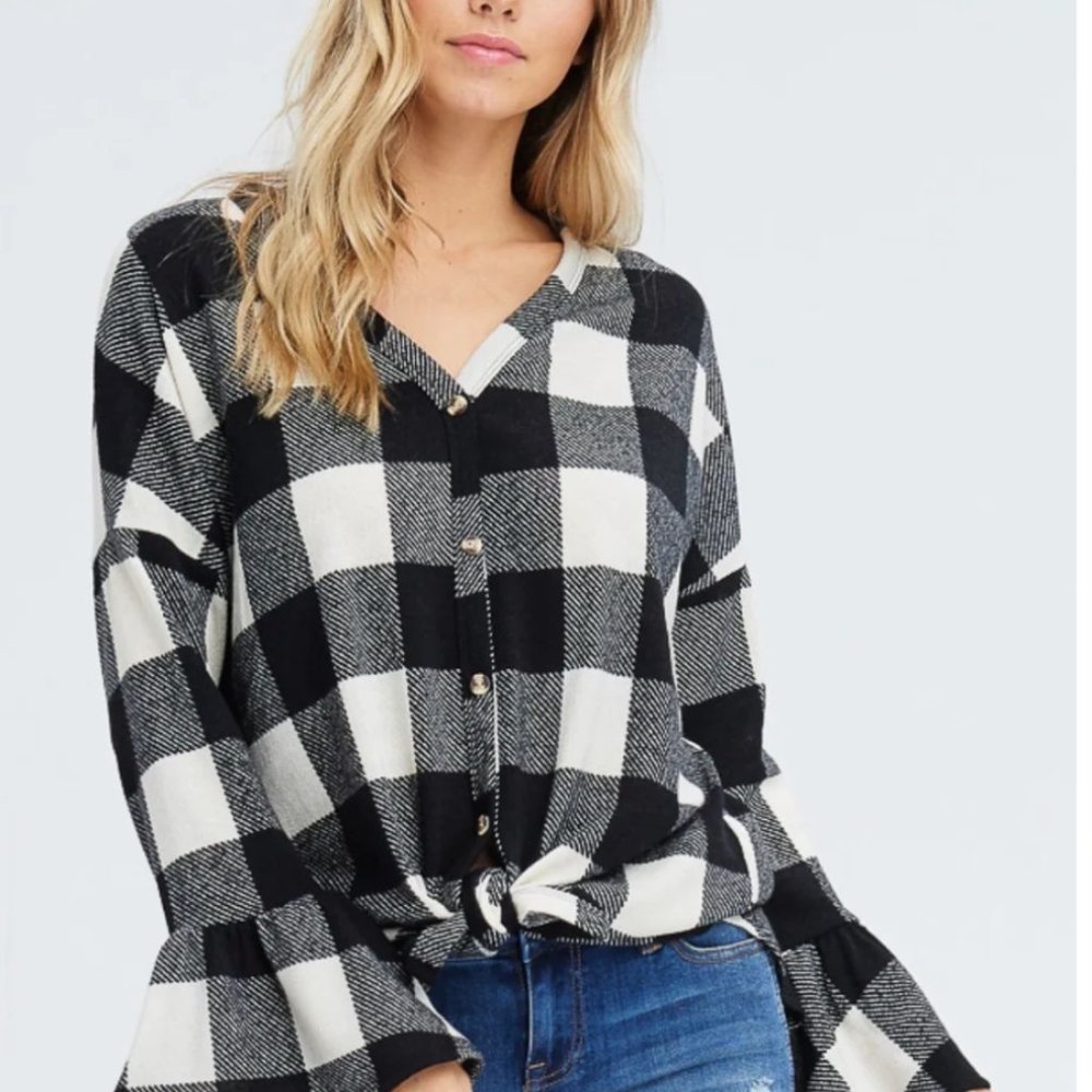 NWOT White Birch Trina Buffalo Plaid Top